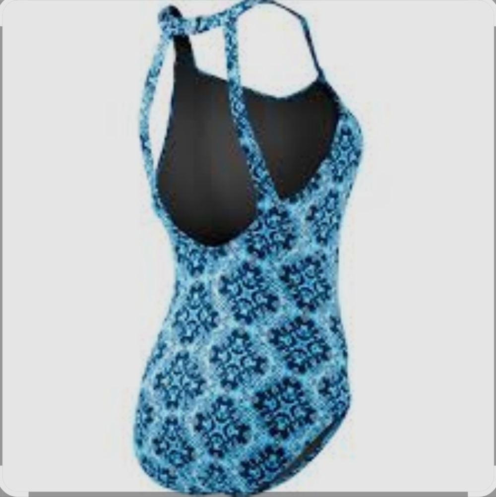 TYR Diamond Valley Halter Blue Control Fit One Piece Swimsuit  SIZE 8 New